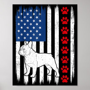 Poster Bulldog francês patriótico cachorro bandeira ameri