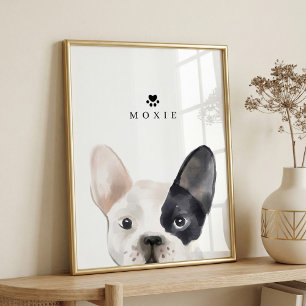 Poster Bulldog francês Watercolor Illustration Dog's Name