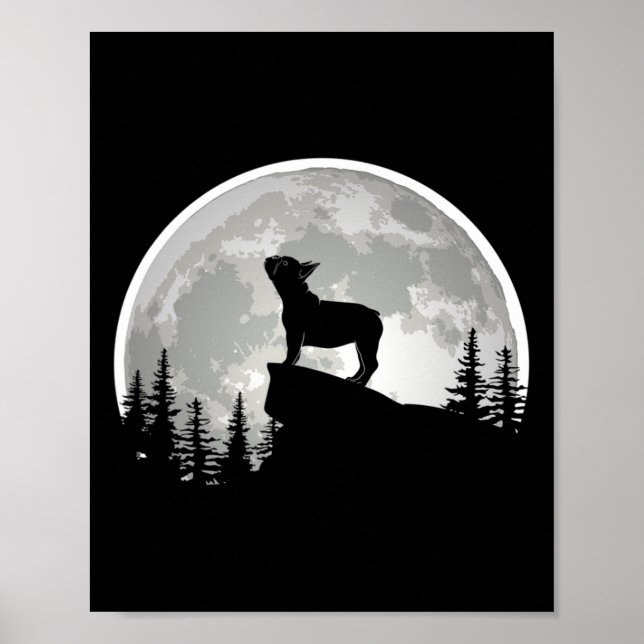 Poster Bulldog Frenchie Howling Moon (Frente)