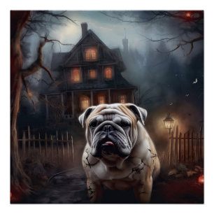 Póster Bulldog Halloween Scary