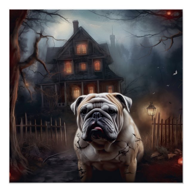 Póster Bulldog Halloween Scary (Frente)