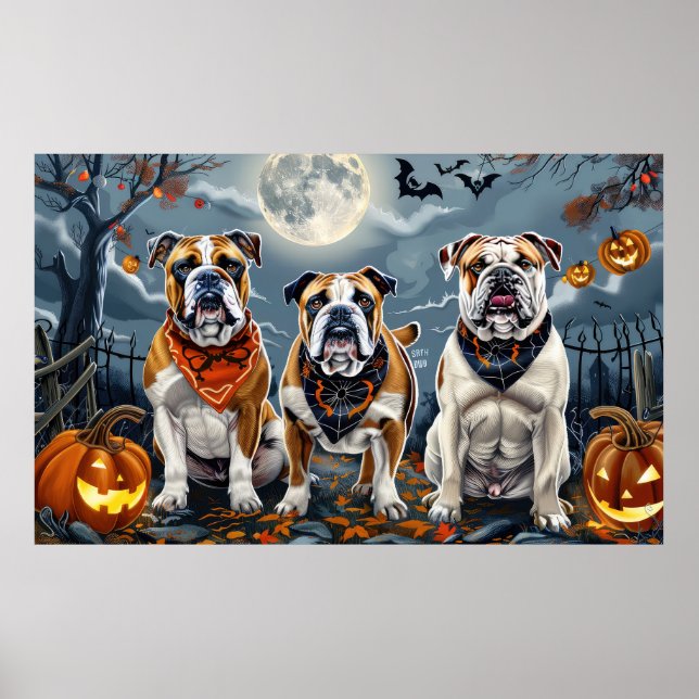 Poster Bulldog Halloween Spooky (Frente)