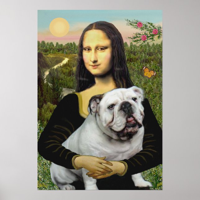 Póster Bulldog Inglês 9 - Mona Lisa (Frente)