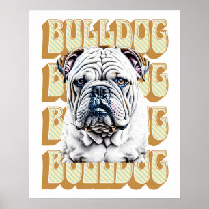 Poster Bulldog Inglês com Fonte Retroativa