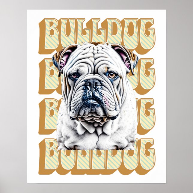 Poster Bulldog Inglês com Fonte Retroativa (Frente)