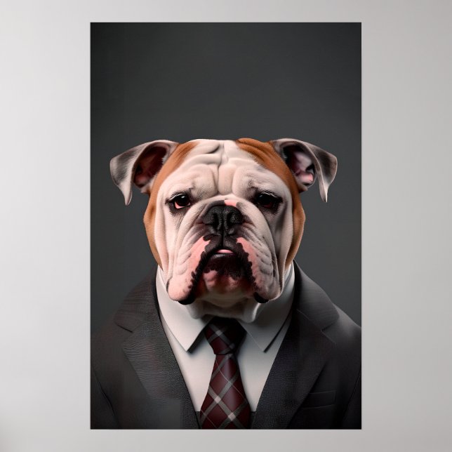 Poster Bulldog Inglês em um Suit | Meu Bosque-Bulldog (Frente)