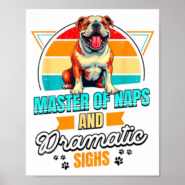 Poster Bulldog Lover Funny Bulldog Retro  (Frente)