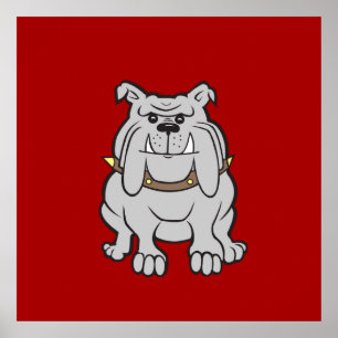 Póster Bulldog Mascot on Red Dog Lover Gifts