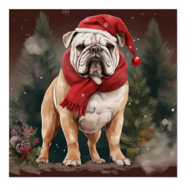 Póster Bulldog na Neve Natal (Frente)