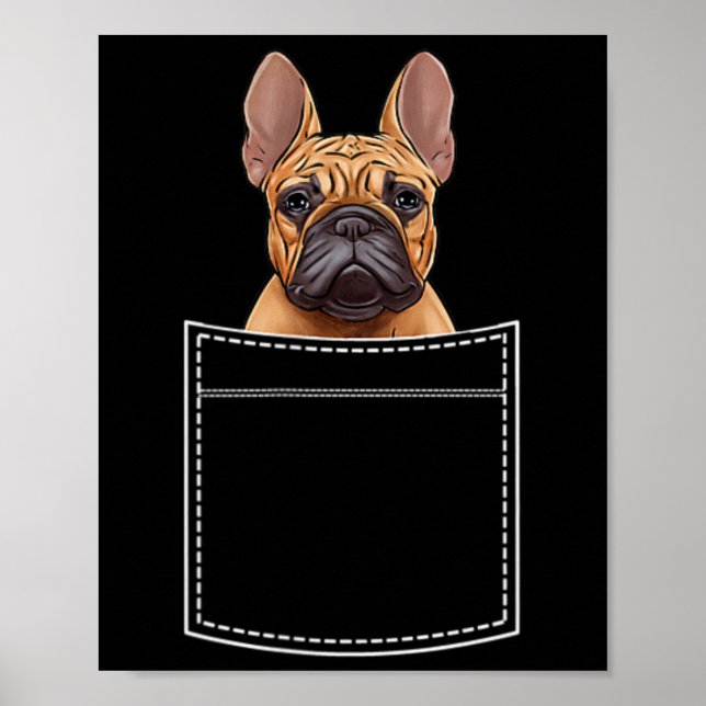 Poster Bulldog no bolso do peito Frenchie Pocket  (Frente)