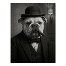 Póster Bulldog Portrait "Sir Paws-ton Churchill" Art
