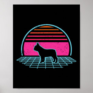 Poster Bulldog Retro Vintage 80s Estilo do Cão com Dotaçã