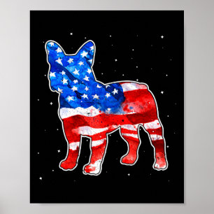 Poster Bulldog Tie Dye Bandeira Americana Patriótica 4 De