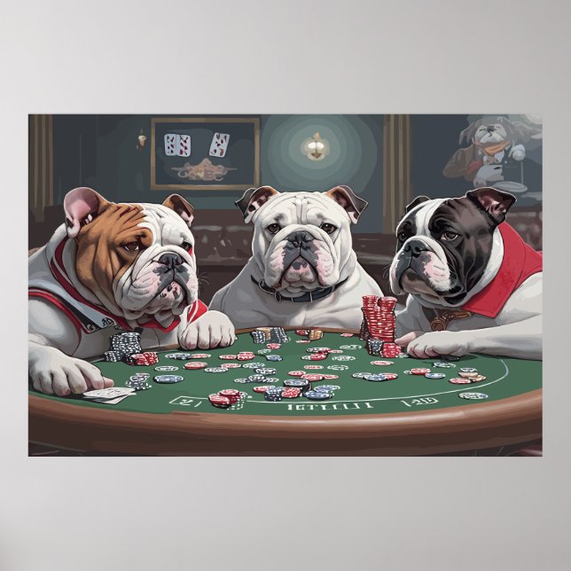 Poster Bulldogs playing poker (Frente)