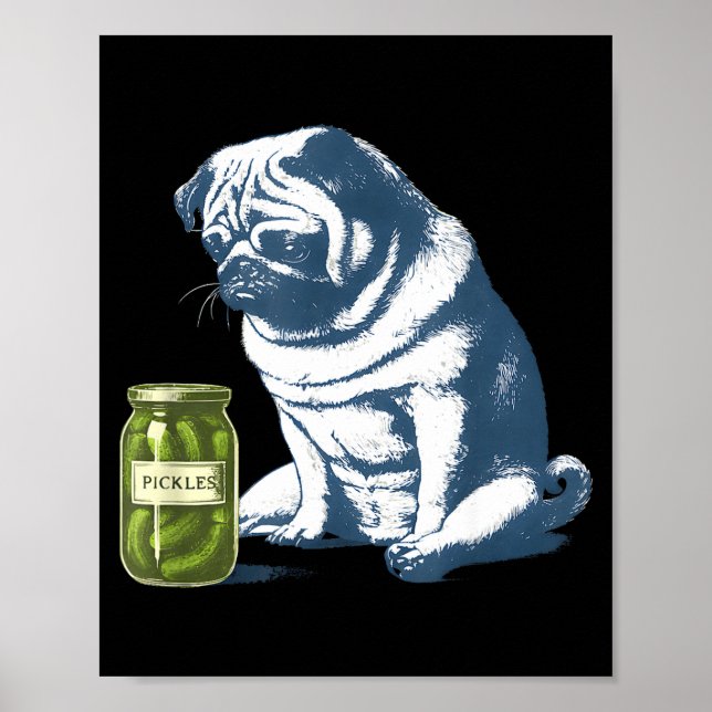 Poster Bulldogue francês com pote de picles meme engraçad (Frente)