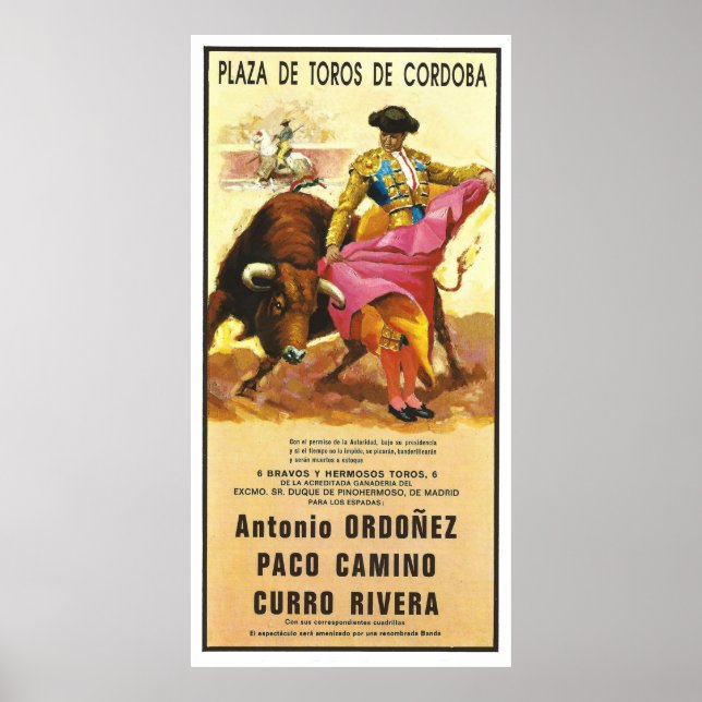 Poster Bullfighting, Plaza del Toros, Cordoba, Spain (Frente)