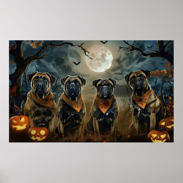 Poster Bullmastiff Halloween Spooky (Frente)