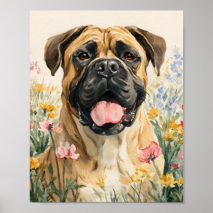 Poster Bullmastiff Wall Art - Watercolor Bullmastiff Dog