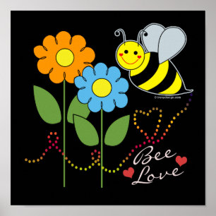 Poster Bumble a abelha com flores seja amor