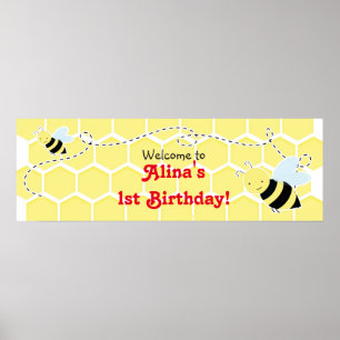 Póster Bumble a bandeira da festa de aniversário do chá