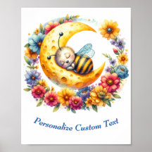 Bumble Bee Bebê Fofo Personalizado Dormindo na Lua