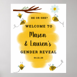 Poster Bumble Bee Gender Reveal Sinal de Boas-vindas Post
