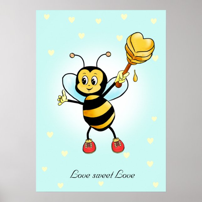 Poster Bumble Bee & Honeycomb Feliz e Bonito com Posto de (Frente)