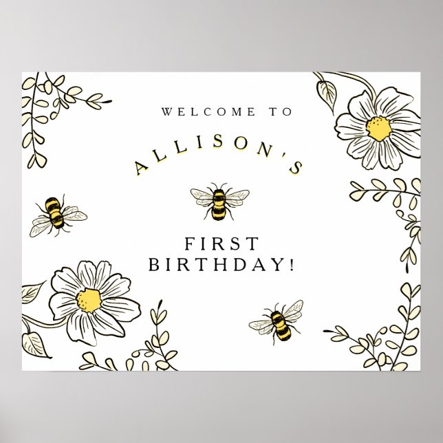 Poster Bumble Bee Welcome for Bumble Bee Birthday (Frente)