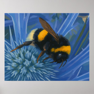 Poster Bumblebee sobre o Thistle Azul