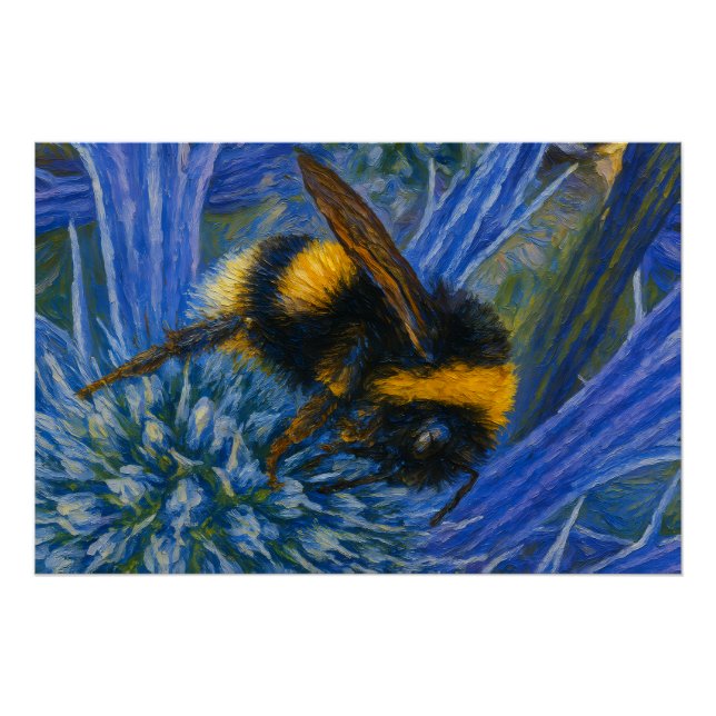 Póster Bumblebee sobre o Thistle Azul (Frente)