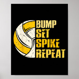 Poster Bump Set Spike Repete Voleibol Engraçado