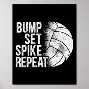 Poster Bump Set Spike Repita Treinador de Jogador de Vole