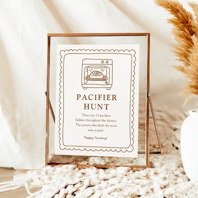 Poster Bun in the Oven Pacifier Hunt Game Sign (Criador carregado)