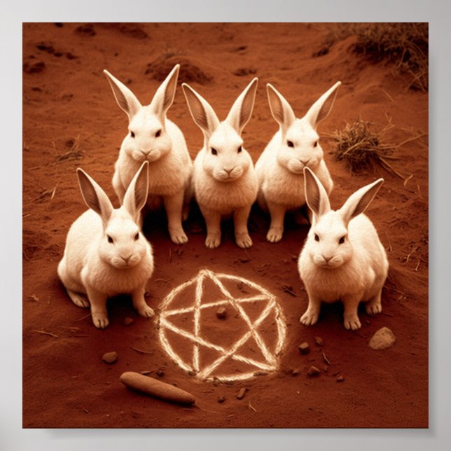 Poster Bunnies com Pentagrama (Frente)