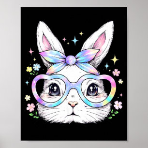 Poster Bunny Coelho Fofo Rosto Óculos Tie Dye Menina Feli