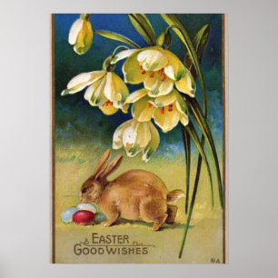 Poster Bunny, Eggs e Snowdrops, safra 1910