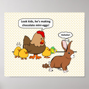 Poster Bunny faz cocô de chocolate engraçado