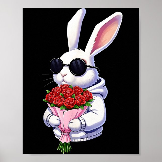Poster Bunny Hugging Valentine Flower Bunny  (Frente)