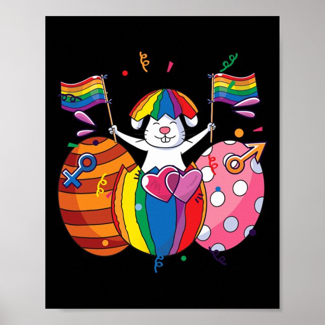 Poster Bunny Lgbt Q Prioridade Páscoa Coelho Cortado Ally (Frente)