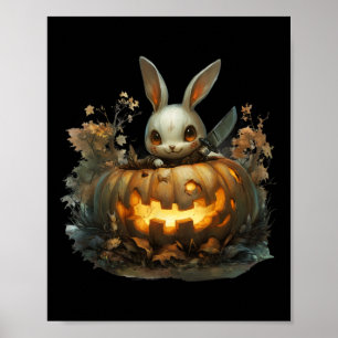 Poster Bunny Mayhem Cachorro do Halloween Bunny Pumpkin