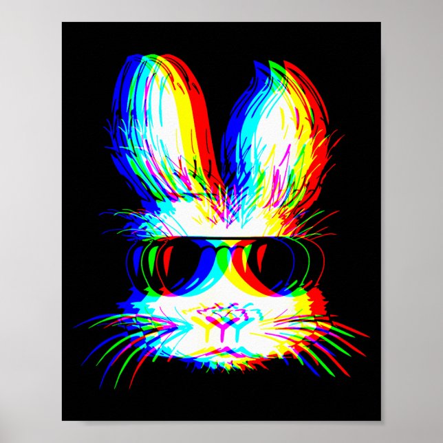 Poster Bunny Trippy Varwave Easter Techno Rave Edm Music  (Frente)