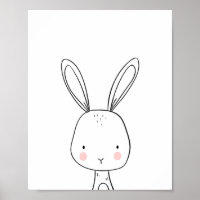 Bunny Woodland Animal Nurserart Black and White