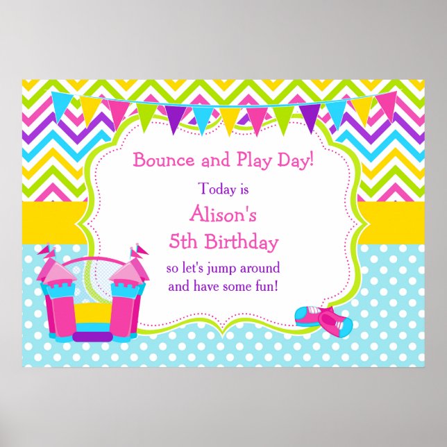 Poster Bunt House Bouncy Castle Birthday (Frente)