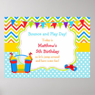 Poster Bunt House Bouncy Castle Birthday Boy