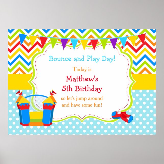 Poster Bunt House Bouncy Castle Birthday Boy (Frente)