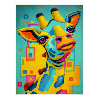 Póster Bunte Fantasie Giraffe - Giraffen Illustration