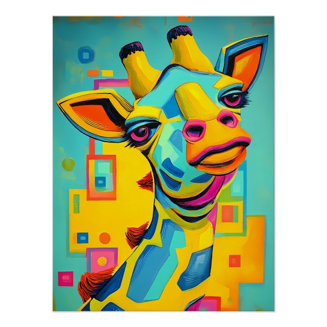Póster Bunte Fantasie Giraffe - Giraffen Illustration (Frente)