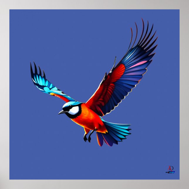 Poster Bunte Möwe im Flug (Frente)