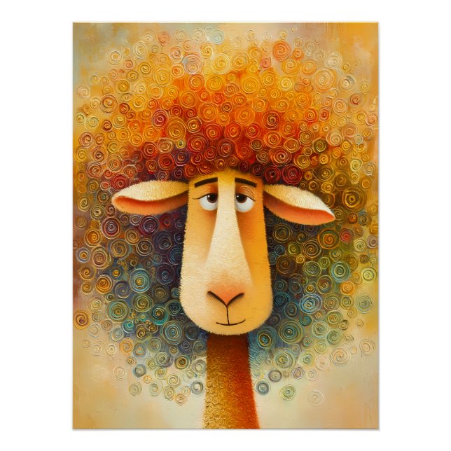 Póster Buntes Schaf – Fantasie Illustration (Frente)
