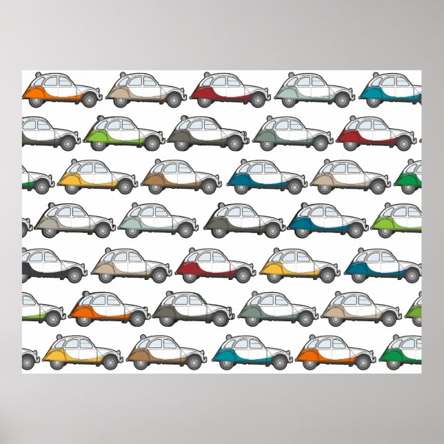 Poster Buntes Vintage Deux Chevaux 2cv Muster (Frente)